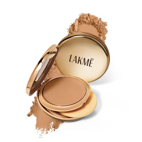 Lakme Unreal Dual Cover Pressed Powder, 2 In 1 Compact + Foundation, Non Cakey Coverage, Lightweight & Long Lasting Compact, 30 Cinnamon,9g