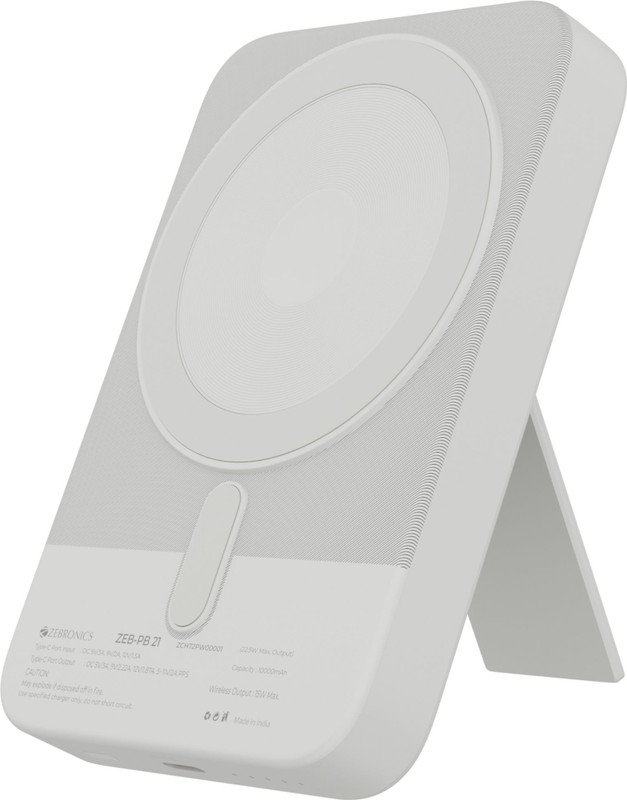 ZEBRONICS 10000 mAh With MagSafe Power Bank(White, Lithium Polymer, Fast Charging for Mobile)