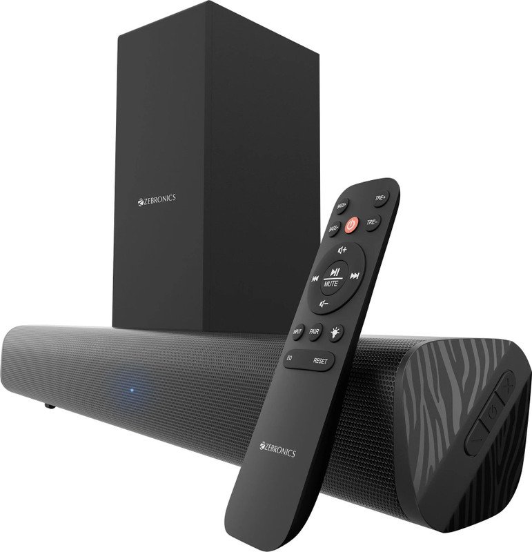 ZEBRONICS Juke Bar 200A, BTv5.1, 11.43cm Subwoofer, HDMI ARC, Wall Mountable 90 W Bluetooth Home Audio Speaker(Black, 2.1 Channel)