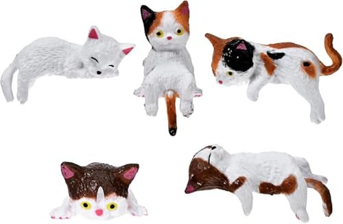 SQUISHCO 5Pcs Car Decor Accessories, Car Toys for Car Interior, Sleeping Cat Figurines for Rearview Mirror Home Office Any Occasion (5pcs(Multicolor) B)