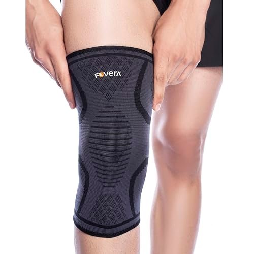 FOVERA Sports Knee Cap Compression Support, Knee Guard for Gym, Running, Cycling, Sports, Jogging, Workout & Pain Relief for Men & Women (Size – M, 1 Pair)