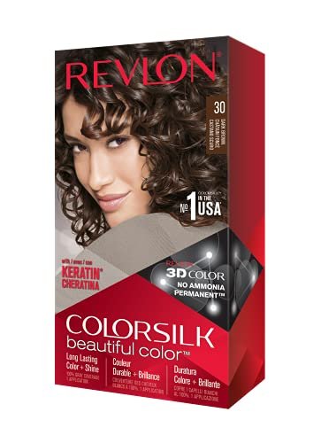 Revlon ColorSilk Permanent Hair Color For Women, Salon Perfect Hair Colour at Home with 100% Grey Coverage | Pro-Keratin & No Ammonia | Up to 8 Weeks of Colour | Shade – Dark Brown 3N (Pack of 1)