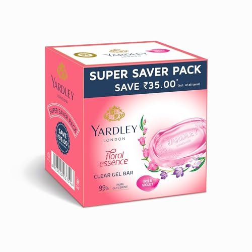 Yardley London Yardley Clear Gel Bar Iris And Violet – With 99% Pure Glycerin And Natural Floral Oils -125Gx3
