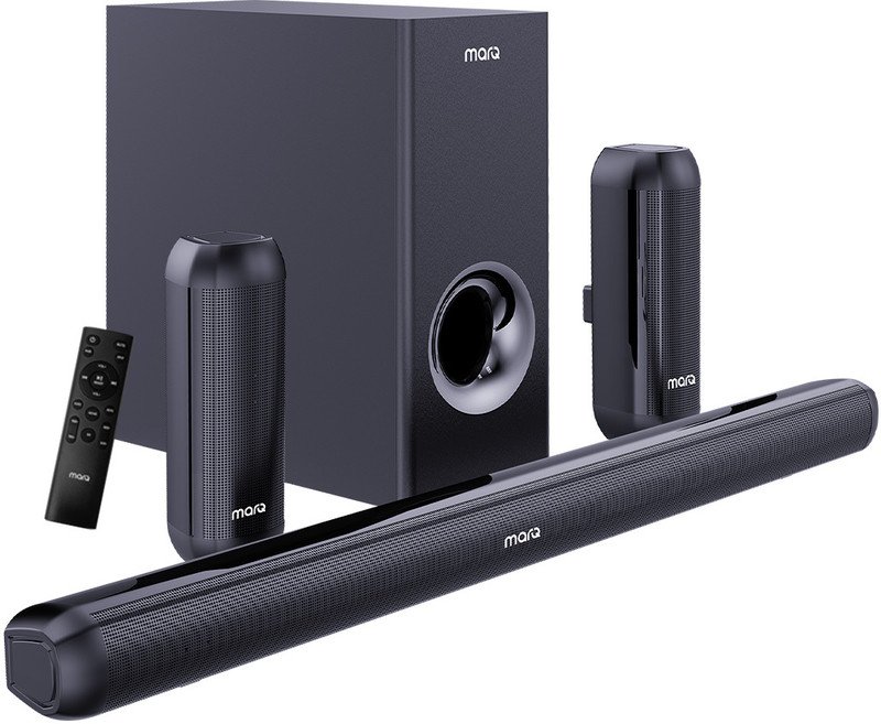 MarQ by Flipkart Thunder 350, 350 Watts, 5.1 Channel, Immersive cinematic experience, EQ Modes 350 W Bluetooth Soundbar(Black, 5.1 Channel)