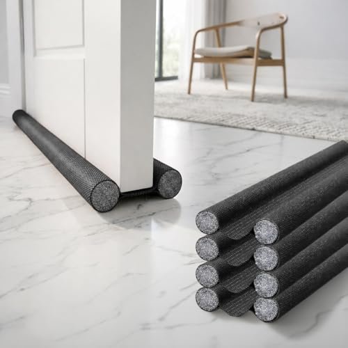 BTfash Door Draft Stopper PVC Size 36Inch | Under Door Dust & Noise Blocker | Cold & Heat Insulation Strip | Door Gap Sealer for Home Doors & Windows | Easy Install | Black | Pack of 4