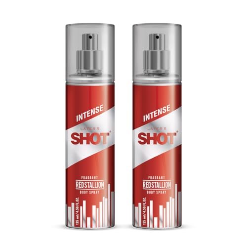 Layer’r Shot Red Stallion Body Spray Combo for Men 135ml Pack of 2 | Long-Lasting Premium Fragrance | Fougere Fresh, Bergamot & Woody Scent| Everyday Perfume | Perfect Deodorant Gift for Him