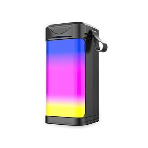Lipzie Wireless Bluetooth Speakers, with Crystal Gradient LED RGB Neon Lights, 4 Rhythming Modes, Built-in Mic, Stereo Subwoofer, Noise Isolation, Support Tf-Card Reader Player/Aux Audio Input_M126