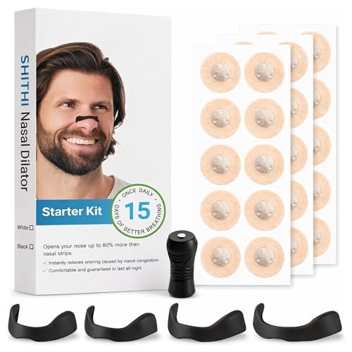 SHITHI (15 Tabs) Nose Strips for Breathing | Anti Snoring Nasal Dilator | Nasal Strips Alternative for Blocked Nose Relief, Sleep & Cold | Better Airflow Nose Breathing Strips Kit with Applicator