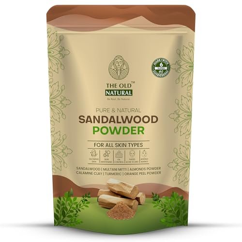 The Old Natural Sandalwood Powder – 100% Pure & Natural Chandan Powder | Skin Care & Face Pack | Brightens Skin, Controls Oil & Soothes Irritation | 200g
