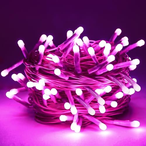 Lexton 40 LED Power Pixel Serial String/Fairy Light | Plug Sourced | Suitable for Home & Outdoor Decoration, Diwali, Christmas, Ramadan, Wedding, Party, Festival (Pack of 1, Pink)