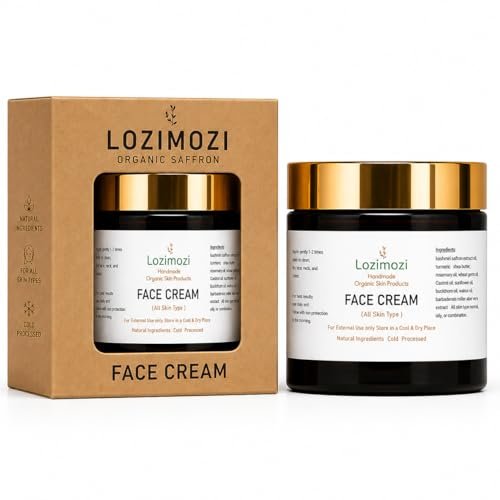 LOZIMOZI Organic Saffron Face Cream for Glowing Skin & Pigmentation Removal | Day & Night Moisturizer with SPF | Hydrating & Brightening Cream for Men & Women | 50g