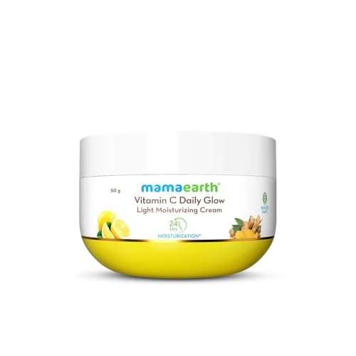 Mamaearth Vitamin C Daily Glow Light Moisturizing Cream with Turmeric & Vitamin C for Skin Brightening – 50 g | 24 Hrs Long-lasting Moisturization | For Face, Hand & Body | Non-Greasy & Quick Absorbing