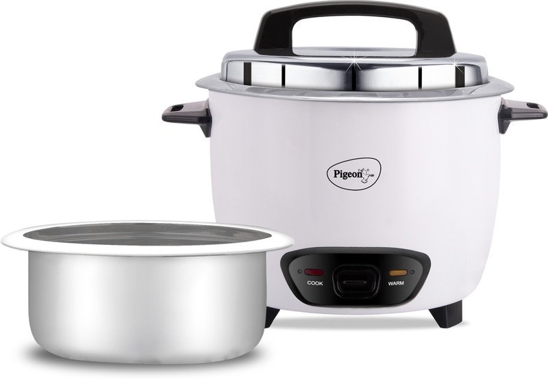 Pigeon joy (with ss lid) – 1.8 l (single pot) Electric Rice Cooker with Steaming Feature(1.8 L, White)