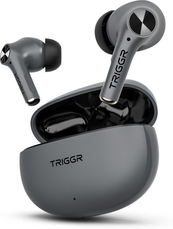 TRIGGR Ultrabuds Go with 40H Playtime, AI ENC, Dynamic Drivers, Type-C Fast Charging Bluetooth(Lunar Grey, True Wireless)