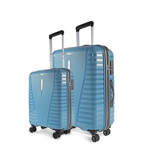 Aristocrat Air Pro Set of 2 Hard Check-in Polypropylene Spinner Trolley (56+76cm)|Cabin & Large Check-in Trolley|Lightweight with Strong Wheels, Secured Zip & Secured Combination Lock|Cross Teal