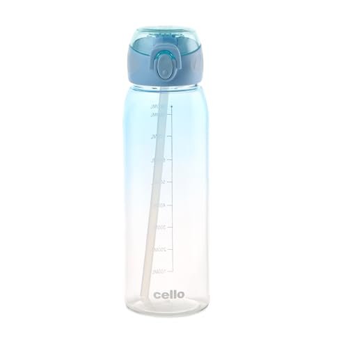 CELLO Inspire Large Sipper Water Bottle, 900ml Sky Blue | Food Grade, Leakproof, Easy to Carry | Gym Straw Water Bottle For Fitness, Office, School, Sports, Picnic, Travel & Outdoor Hydration