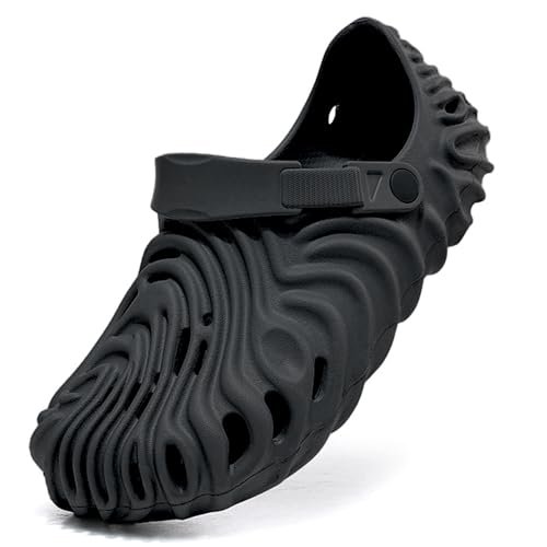 Kraasa Men’s Lightweight Classic Clogs, Sandals with Adjustable Back Strap Black UK 8