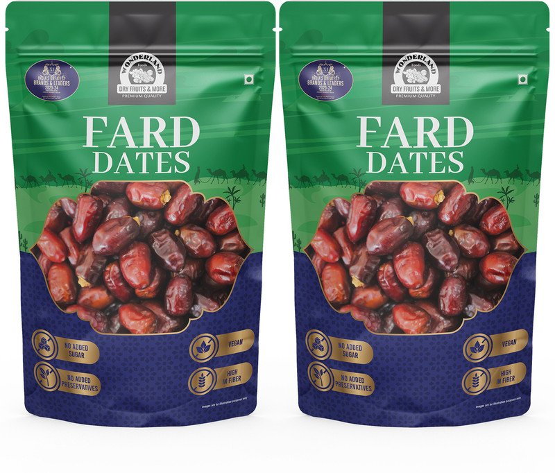 WONDERLAND Premium Fard Dates 1Kg (500gX2) Pouch Soft And Chewy Texture Khajur, Khajoor Dates(2 x 0.5 kg)