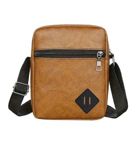 FLYMANN Vegan Leather Messenger Bag Shoulder Bag | Sling Cross Body Travel Bag (Khaki)
