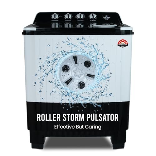 Power Guard 9Kg Semi Automatic Top Loading Washing Machine (PG90WM-BKWT-OP-WW,Black White)
