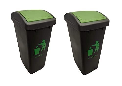 Cello Plastic Garbage Swing-Lid Dustbin 48 Ltr, (Green & Green) COMBO