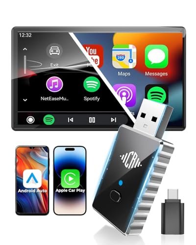 CEROAN 2-in-1 Wireless CarPlay Adapter & Android Auto Wireless Adapter for Cars – Convert Wired to Wireless with Bluetooth 5.3 & 5GHz WiFi, Plug & Play, Auto Reconnect, Lag-Free for iOS/Android
