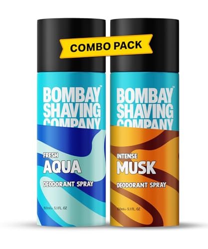 Bombay Shaving Company Deodorant Aerosol Combo – Aqua & Musk – 150Ml X 2 |Deodorant For Men Long Lasting| 300 ML (Lemon)