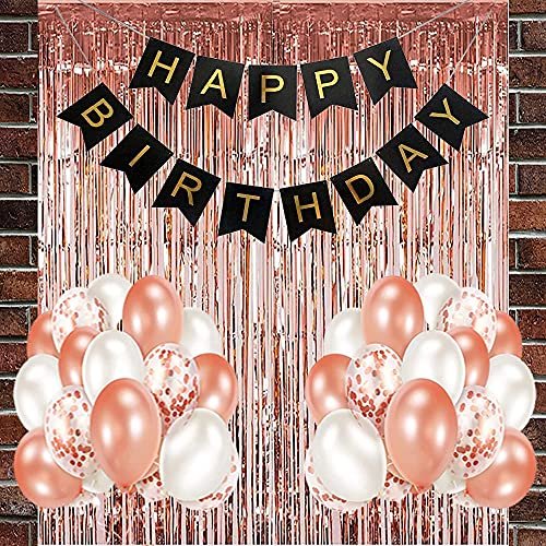Crackles Happy Birthday Balloons Decoration Items Combo Kit Rose Gold – 23 Pcs.