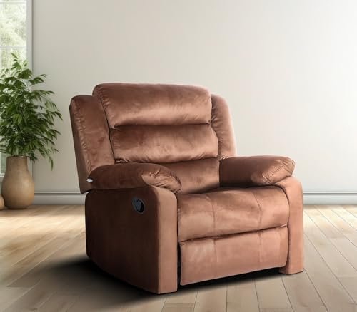 Da URBAN® Paradise Puffy Velvet Recliner for Head Support & Leg Relaxation Lounge Chair (Dark Brown)