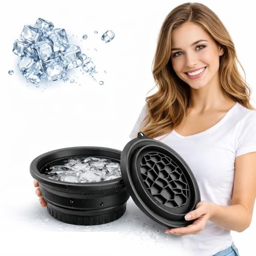 ANTIL’S Silicone Ice Face Bowl with Built-in Ice Tray – Collapsible Facial Ice Bath Tub for Skin Tightening, Acne Relief & Cold Plunge Therapy – Portable Spa Tool for Home & Travel (Pack of 1) Black Color