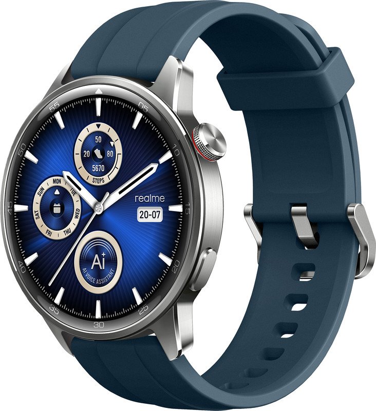 realme Watch S2, 1.43″ AMOLED Display, Super AI Engine & upto 20 days battery Smartwatch(Blue Strap, One Size)