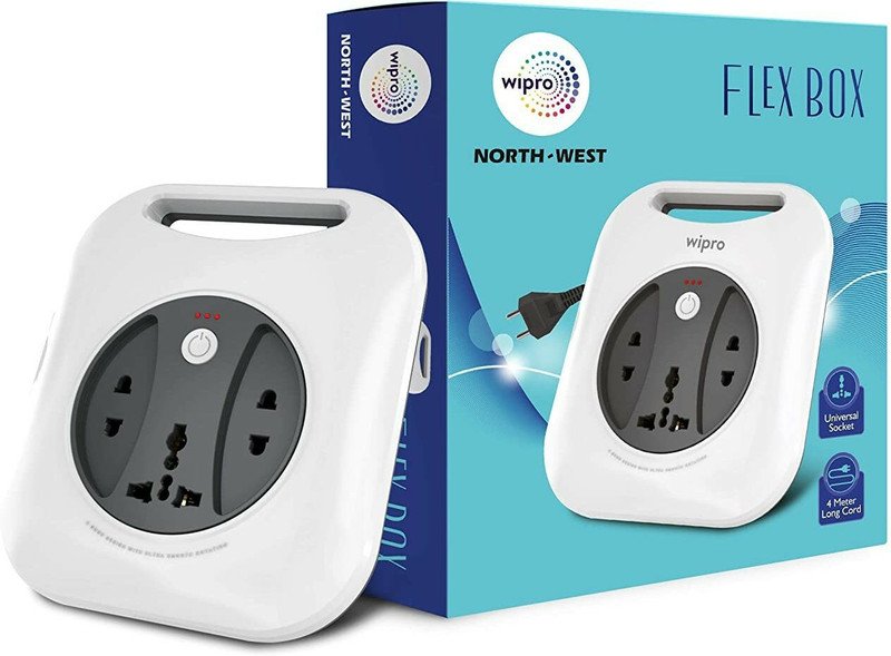 Wipro Flex Box with universal and 4 meter long cord 3  Socket Extension Boards(White, Grey, 4 m)