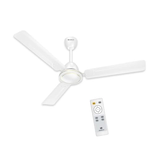 Havells 1200mm Ambrose DX BLDC Motor Ceiling Fan for Home | Remote Controlled, High Air Delivery Fan | 5 Star Rated, Upto 60% Energy Saving| Power: 350 RPM| 2 Year Warranty | (Pack of 1, White)