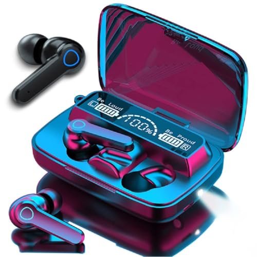 Les Bon Amis M19 True Wireless Earbuds with Compatible Bluetooth V5.1, Waterproof Bluetooth Earphones with Mic, Noise-Cancellation, Auto Pairing Bluetooth Headset Pack of 1 – Black