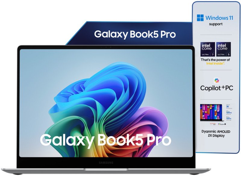 Samsung Galaxy Book5 Pro AI PC Full Metal Chasis Intel Core Ultra 7 256V – (16 GB/1 TB SSD/Windows 11 Home) NP940XHA Thin and Light Laptop(14 Inch, Gray, 1.23 Kg, With MS Office)