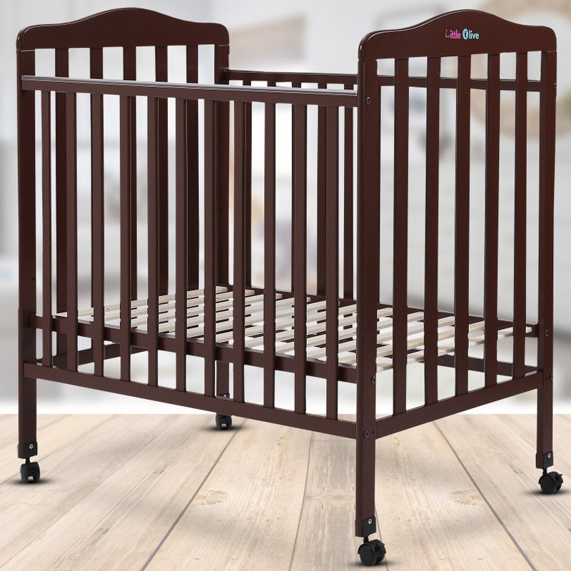 Little Olive Star Wooden Baby Cot For New Born – Brown Cot(Brown)