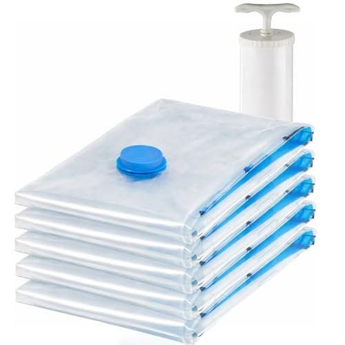 Lifelong Pack of 5 Vacuum Bags for Travel | Vacuum Storage Bags with Pump, Packing & Large Storage Bags for Clothes & Other Items | Reusable Space Saver Bags for Storage |More Space to Keep Essentials