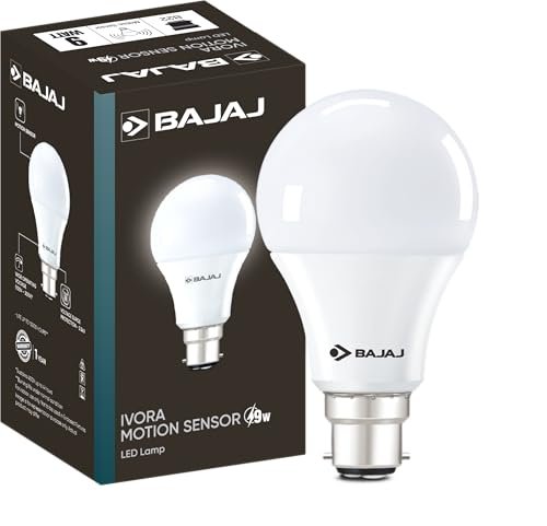 Bajaj Ivora Motion Sensor LED Lamp 9W CDL B22 | 5 Star Rated | Energy Efficient & Motion Sensor Operation | Wide Operating Voltage | 1 Year – Warranty (Pack Of 1, White)