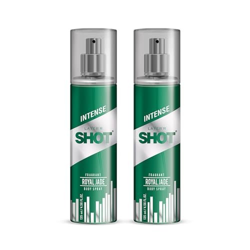 Layer’r Shot Royal Jade Fragrant Body Spray Combo For Men 2 x135ml | Long-Lasting Premium Fragrance Herbal & Fruity Blend Scent | Perfume For Body & Clothes | Deodorant Gift For Men
