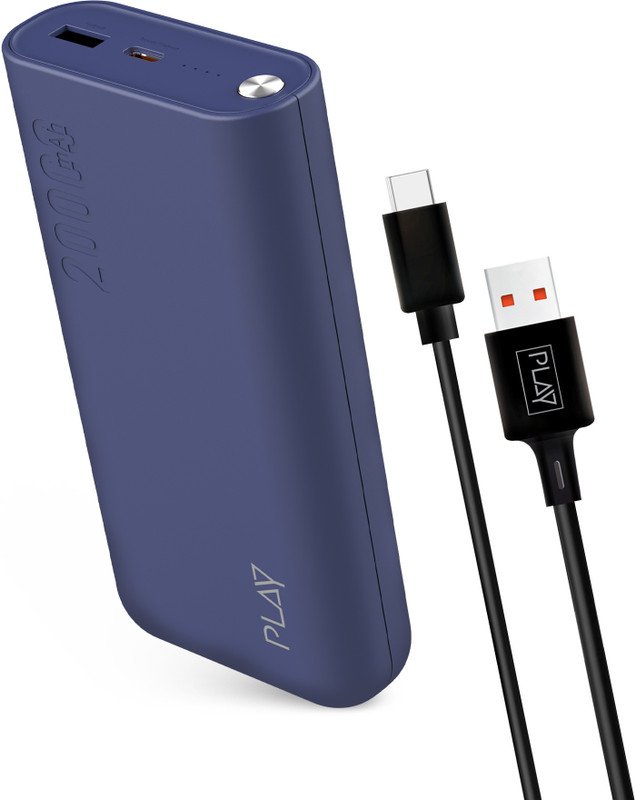 PLAY 20000 mAh 22.5 W Power Bank(Blue, Lithium Polymer, Fast Charging, Power Delivery 3.0, Quick Charge 3.0 for Laptop, Mobile)