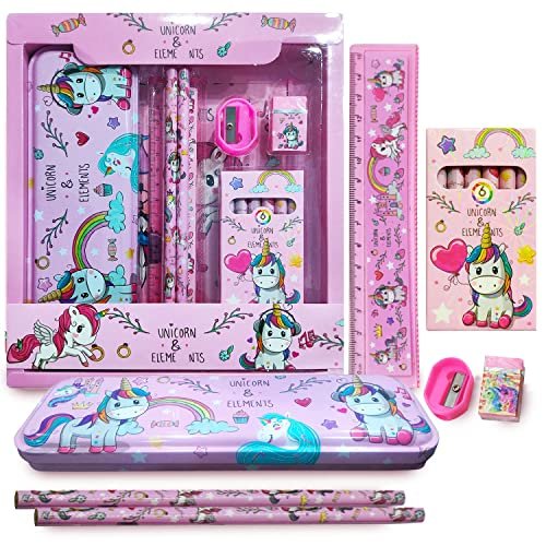 Party Propz Unicorn Stationery Set for Girls – 12 Pcs Pink Stationery Set for Girls | Cute Stationary for Girls | Unicorn Stationary Kit for Kids Return Gift for Girls | Stationary Set Return Gifts