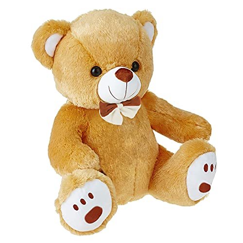 Nyaara Plush Cute Sitting Teddy Bear Soft Toys with Ribbon Bow and Foot Print (Brown)