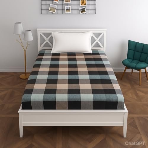 Cotton Mattress Cover or Protector with Zipper/Chain Single Bed (4×6 feet) Color Multicolor Pack of 1Pc (48x72x6 Inch)