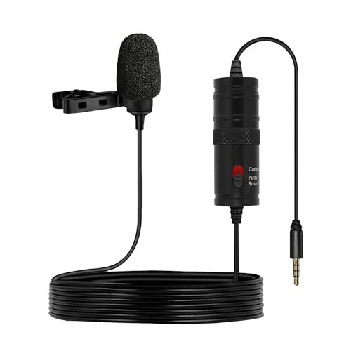 amazon basics Metal Condenser Microphone with 6m Cable | Compatible with Smartphones, Cameras, PCs, and Laptops | Built-in Noise Reduction (Black)