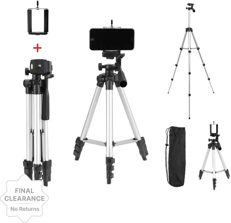 Kubra 3110 for Mobile, DSLR, Mirrorless, Sports & Action Portable Lightweight Aluminum Tripod(Black, Supports Up to 1500 g)