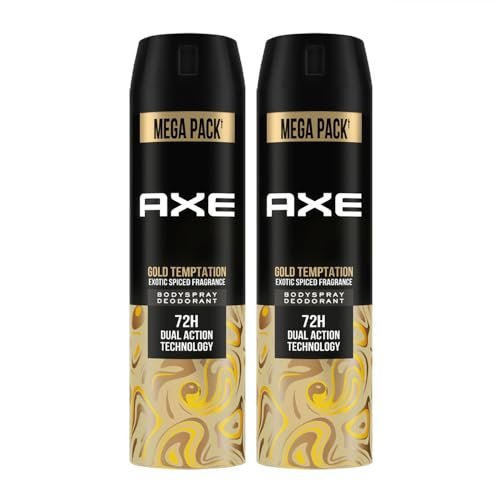 Axe Gold Temptation Long Lasting Deodorant Bodyspray For Men, 215ml, Pack of 2