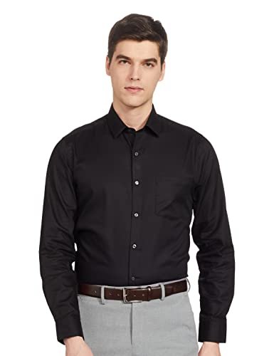 Arrow Men’s Solid Full Sleeve Slim Fit Cutaway Collar Cotton Formal Shirt (ARCBOSH0042_Black_39)