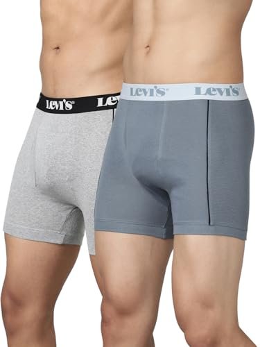 Levi’s 007A Men’s Pure Cotton Solid Boxer Brief – Mid Rise, Outer Elastic Waistband (Pack of 2)