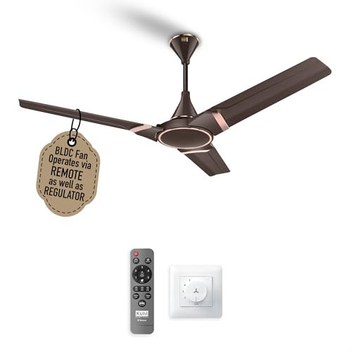 KUHL Prima A3-DUO 1200mm BEE 5-Star BLDC Ceiling Fan | 29W Energy Saving (Up to 65%) | High Airflow & Low Noise | Remote as well as Regulator Operated | 5 Year Motor Warranty | ISI Marked (Espresso)