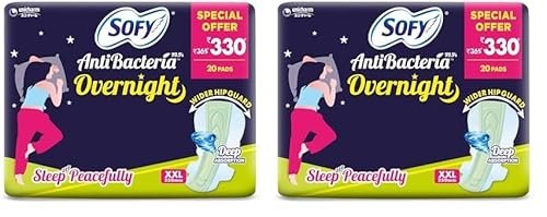 Sofy Anti Bacteria Overnight Extra Long Sanitary Pads, XX-Large, Pack of 40